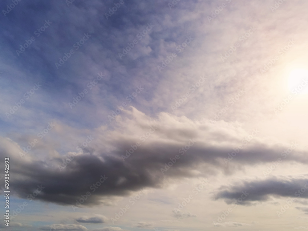 Beautiful white fluffy cloudy sky background,