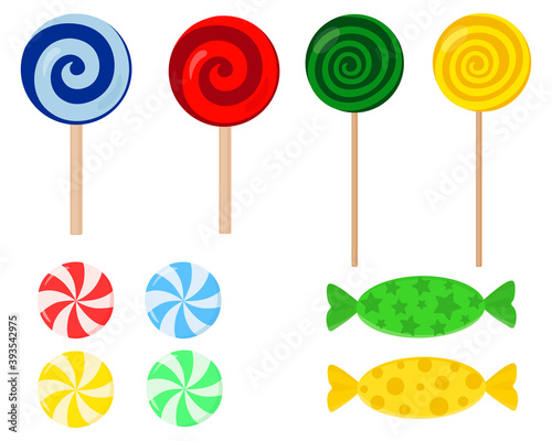 Set of candy Lollipop caramel vector illustration