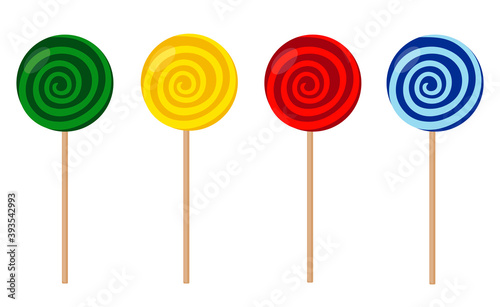 Set of candy Lollipop caramel vector illustration