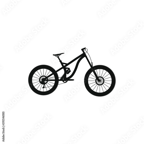 mountain descent or downhill  on white background