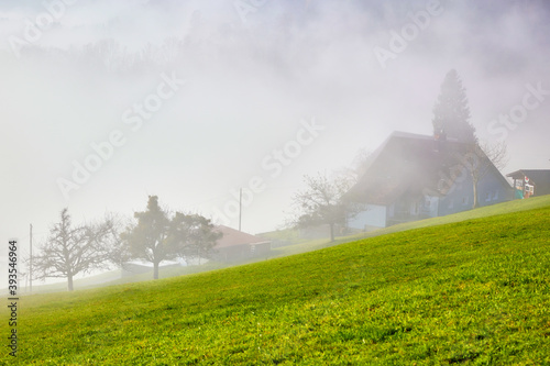 Alpenlandschaft in der Schweiz - Herbst und Nebel