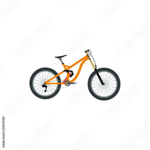 mountain descent or downhill  on white background