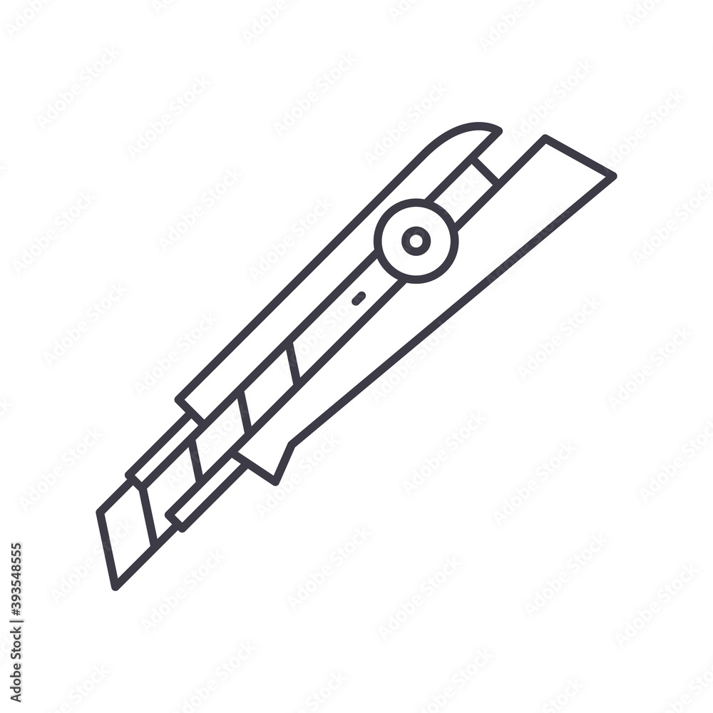 Cutter icon, linear isolated illustration, thin line vector, web design sign, outline concept symbol with editable stroke on white background. Cutter icon, linear isolated illustration, thin line vector, web design sign, outline concept symbol with editable stroke on white background.