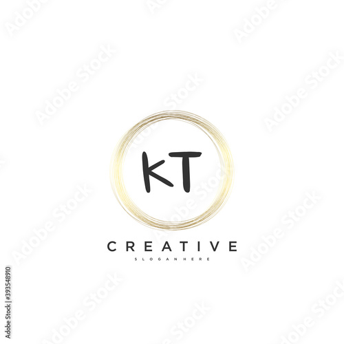 KT Beauty vector initial logo, handwriting logo art design of initial signature, wedding, fashion, jewerly, boutique, floral and botanical with creative template for any company or business.