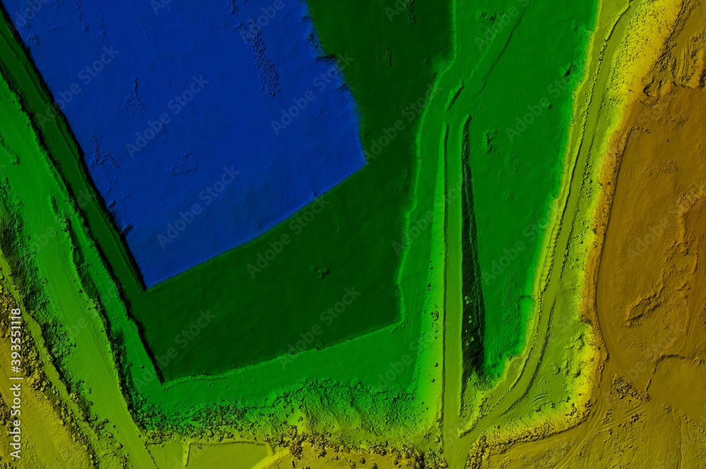 Digital elevation model. GIS product made after proccesing aerial