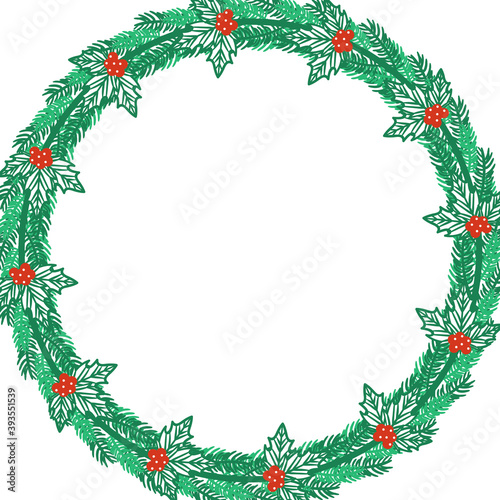 nature green leaf circle christmas and red ball spring background and green tree leaves tropical white.