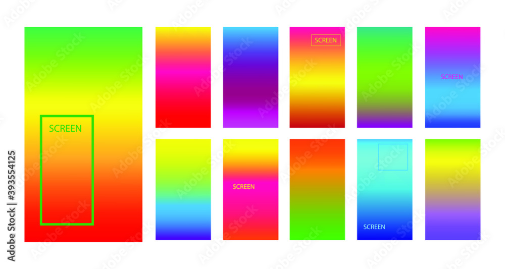 Fototapeta premium Bright and rich color gradients in the background. Modern screen design for a mobile app. Vector illustration. Isolated on a white background
