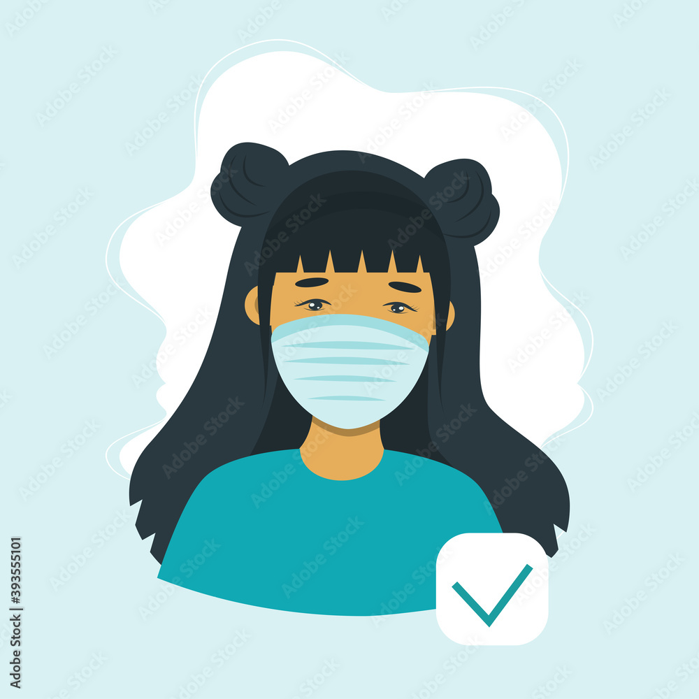 Wear your mask and gloves vector concept. Protection from flu, coronavirus, air pollution, dust.