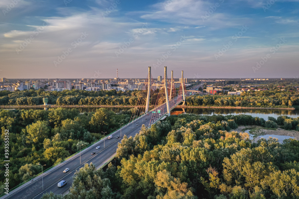 Siekierkowska Route and Siekierkowski Bridge over River Vistula in Warsaw, capital of Poland Siekierkowska Route and Siekierkowski Bridge over River Vistula in Warsaw, capital of Poland