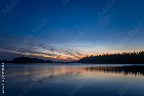 Image of beautiful sunset over the lake 