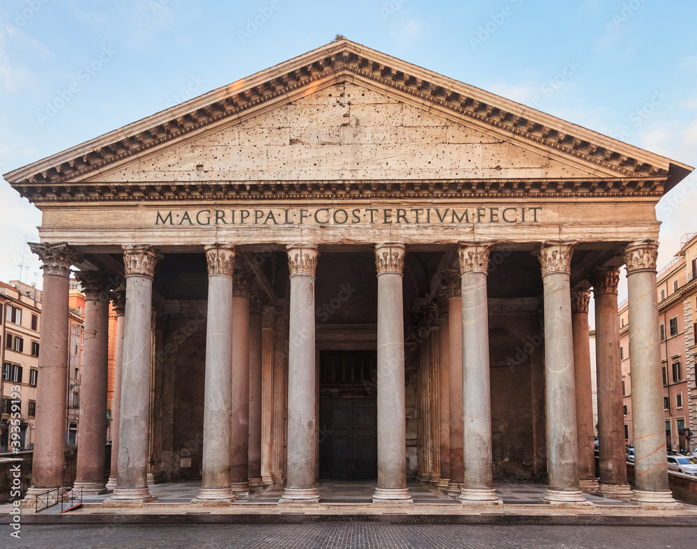 Pantheon roman temple front view Piazza della Rotonda Rome Italy Pantheon roman temple front view Piazza della Rotonda Rome Italy