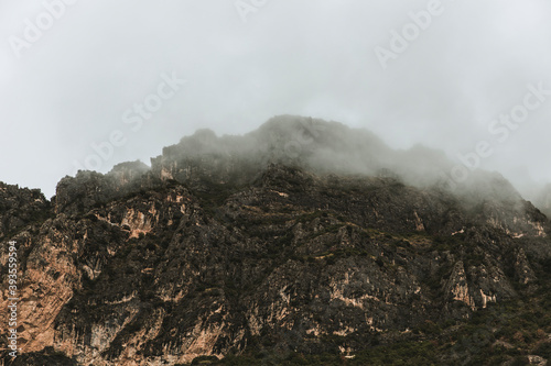 Mountain surrounded by mist in autumn