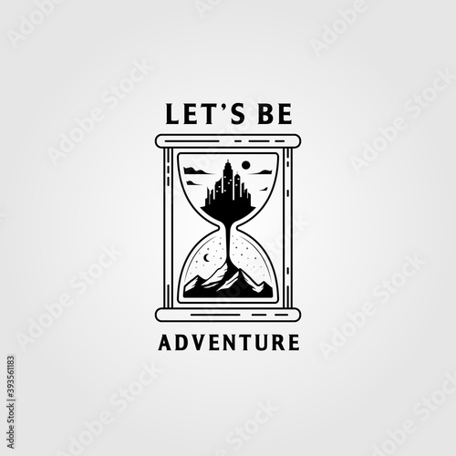 vintage hourglass logo vector clever illustration design