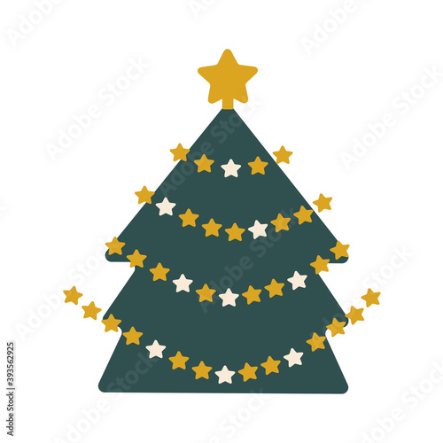 Festive creative Christmas tree in trendy colors Set Sail Champagne, Fortuna Gold, Tidewater Green isolated on a white background. 2021. Merry Christmas and happy holidays.
