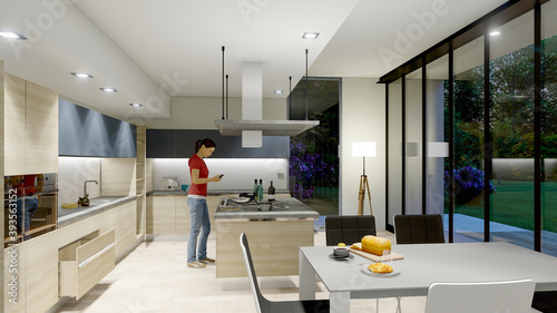 Kitchen interior in a moder...
