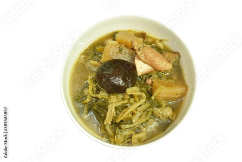 Chinese mixed vegetable stew with chicken meat on bowl