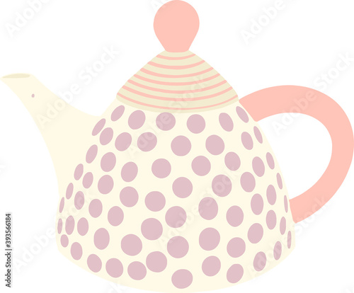 Vector teapot. Cute children's illustration. Sticker, postcard, print on clothes. Kettle for tea and coffee.