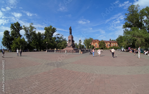 Panoramic view of Alexander III monument in Irkutsk, Russia