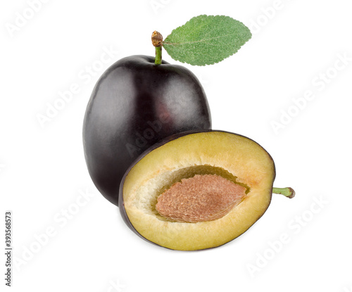 Fresh plums isolated on white background, clipping path