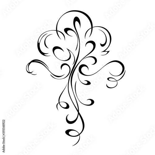 decorative abstract ornament with curls in black lines on a white background