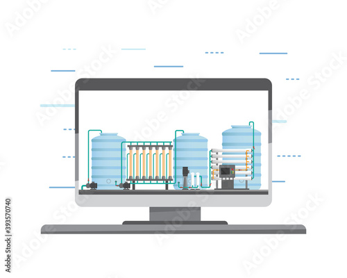 drinking water purification plants, reverse osmosis plants in screen monitor graphic