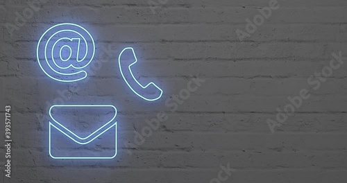 abstract contact icons as neon light with alpha mask 4k - 3D rendering