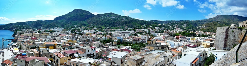 Italy,Calabria-panoramic view from the fortress at the city Lipari