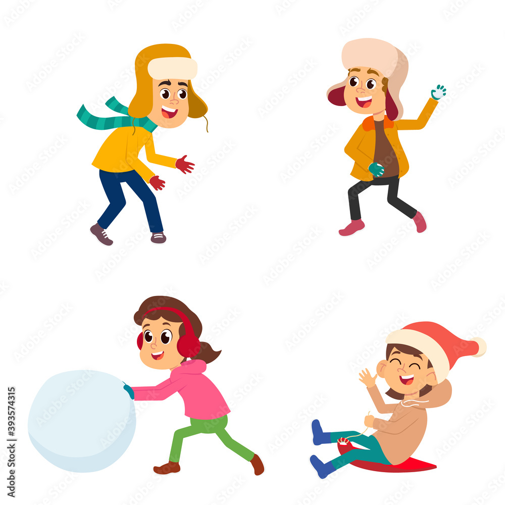 children play in the snow, sculpt a snowman, sled and play other games on a snowy day. children play in the snow, sculpt a snowman, sled and play other games on a snowy day.