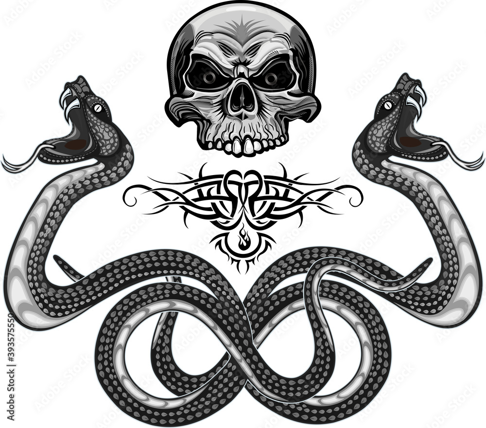 Naklejka Viper snake. Colorful Tattoo design