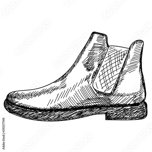 vector, isolated hand drawn, sketch womens boots