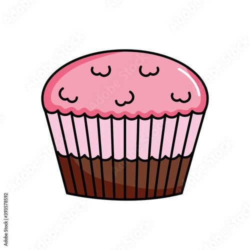 chocolate and strawberry cupcake icon, colorful design