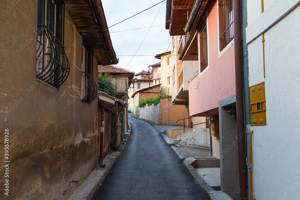 Fototapeta premium Narrow street in the historic district of Sarajevo. Bosnia and Herzegovina