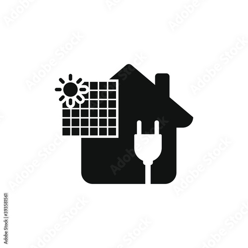 Solar panels house icon concept isolated on white background. Vector illustration