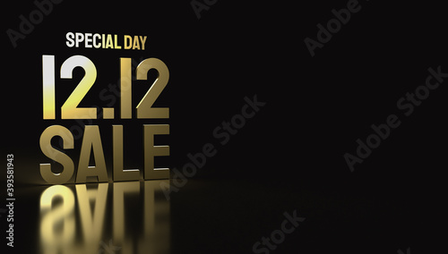 12.12 gold text for shopping or business content 3d rendering