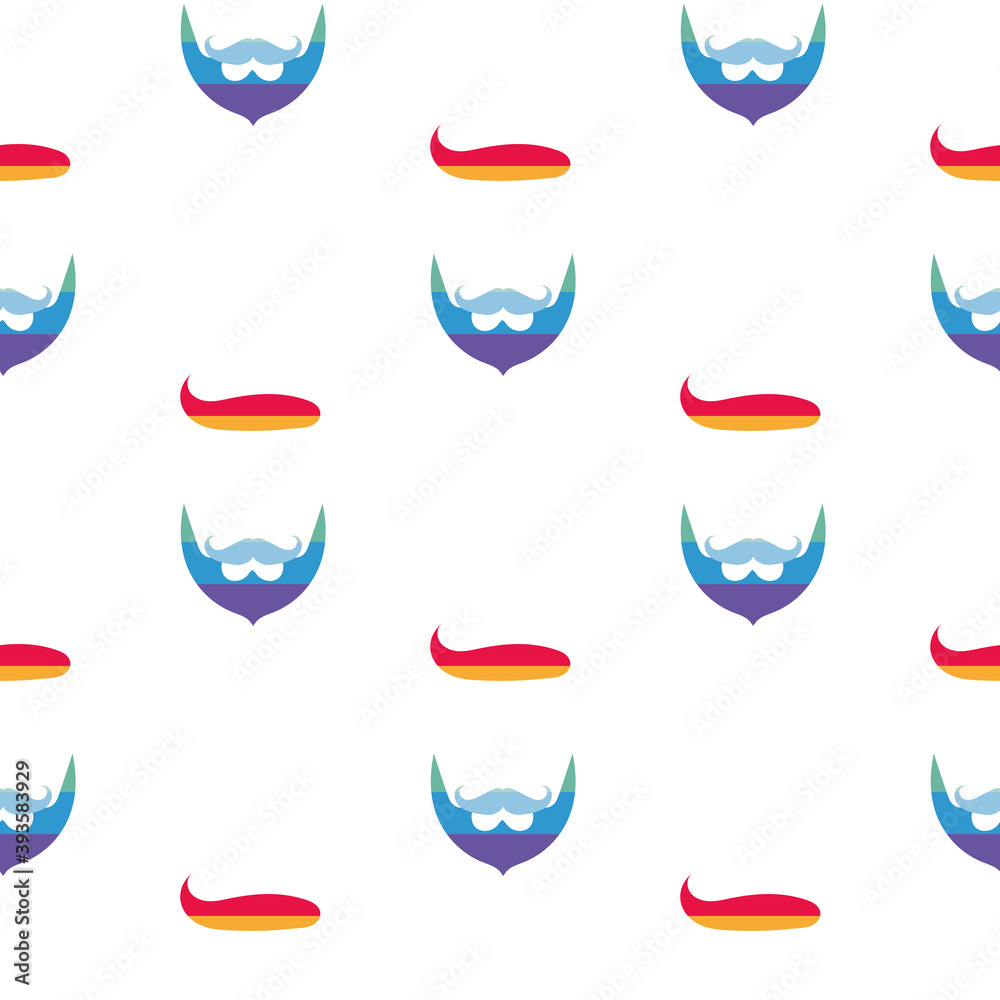 Seamless pattern. Male face contour with LGBT colors. Logo man with a beard for LGBT themes. Vector.