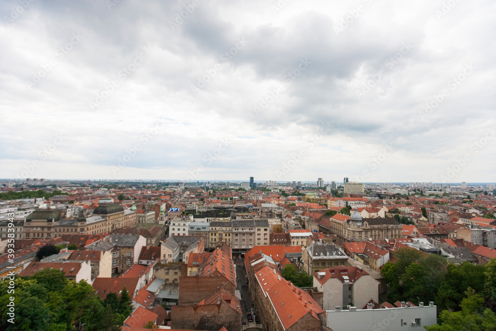 High angle view of residential district in Zagreb; Croatia