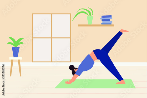 Woman doing yoga at home