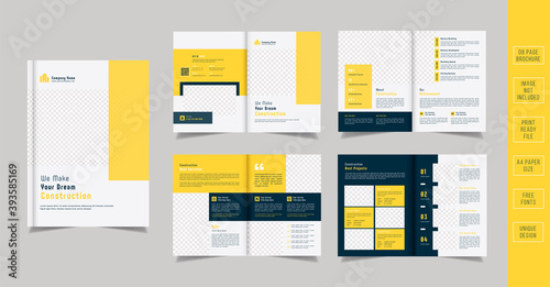 Yellow Construction Business Brochure Design Template