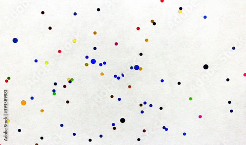 Small multicolored circles on a white background