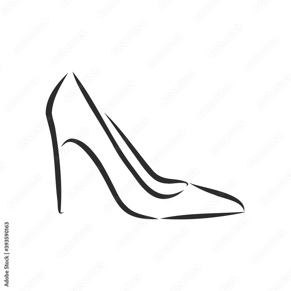 Woman's shoe, vector sketch, women's Shoe, vector sketch illustration Woman's shoe, vector sketch, women's Shoe, vector sketch illustration