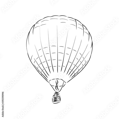 Drawing Illustration of hot air balloons floating in the sky. Represents freedom, travel, mobility, and fun. balloon vector sketch illustration
