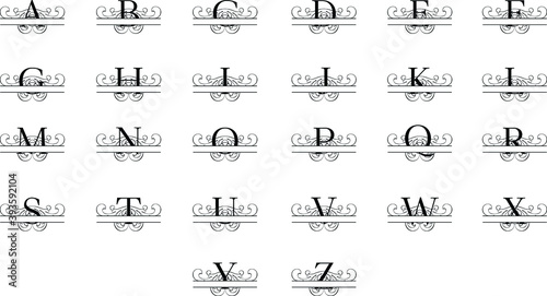 Flourish Split Monogram Bundle Vector illustration