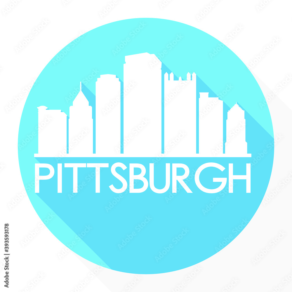 Pittsburgh Pennsylvania USA Flat Icon Skyline Silhouette Design City Vector Art Famous Buildings Logo.