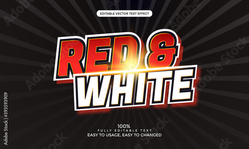 Red and White text effect. Editable font style vector for any web or print design.