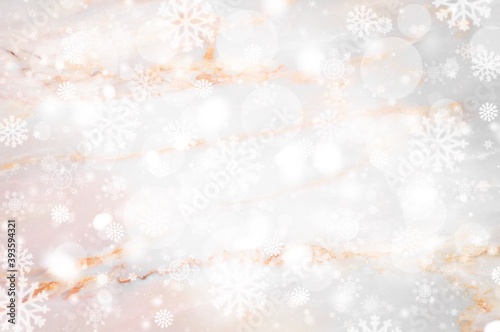 Gray abstract background. white light and snowflakes bokeh winter for Christmas new year blurred beautiful shiny lights use for card banner wallpaper backdrop and your product. © Khaohom Mali