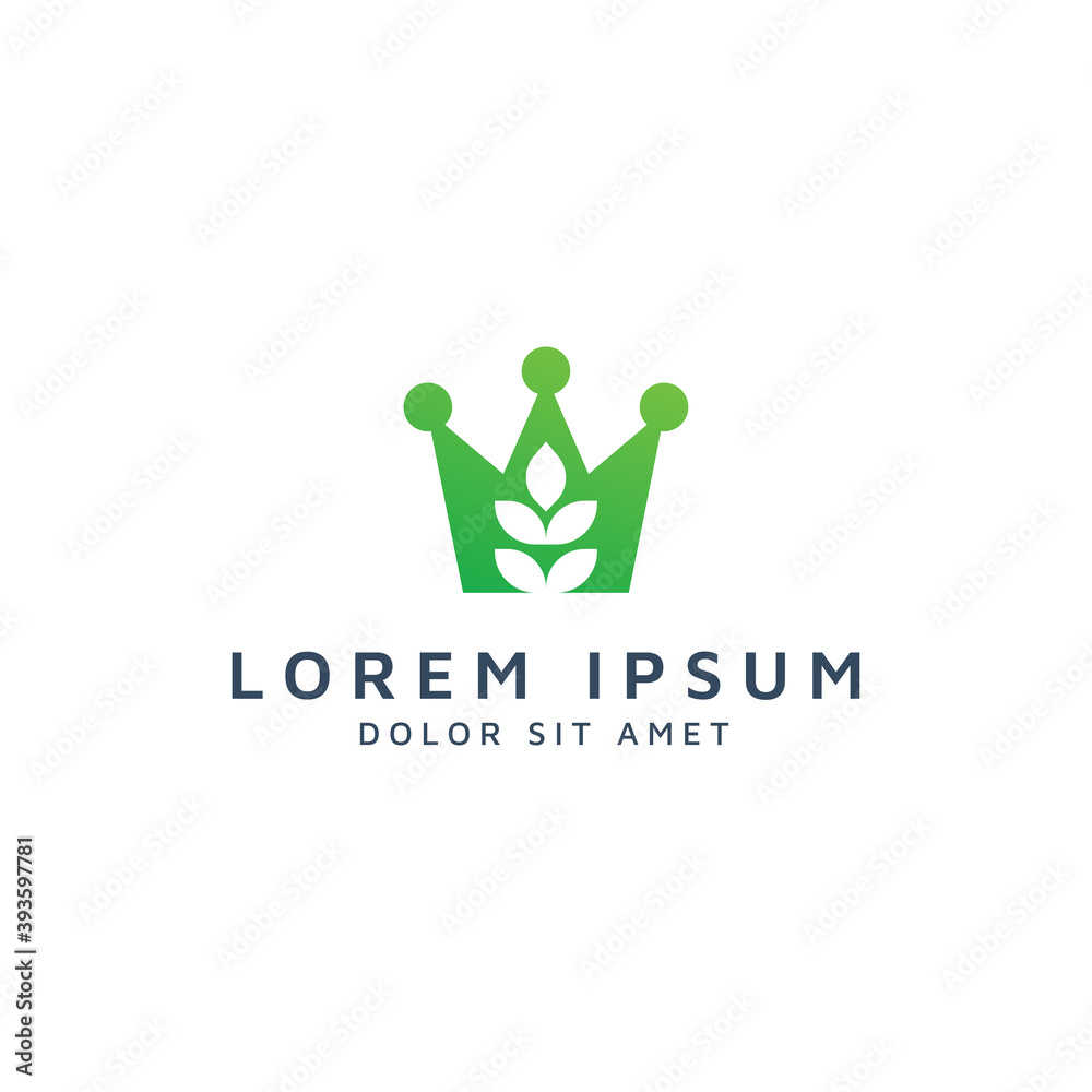 crown and leaf negative space logo design crown and leaf negative space logo design