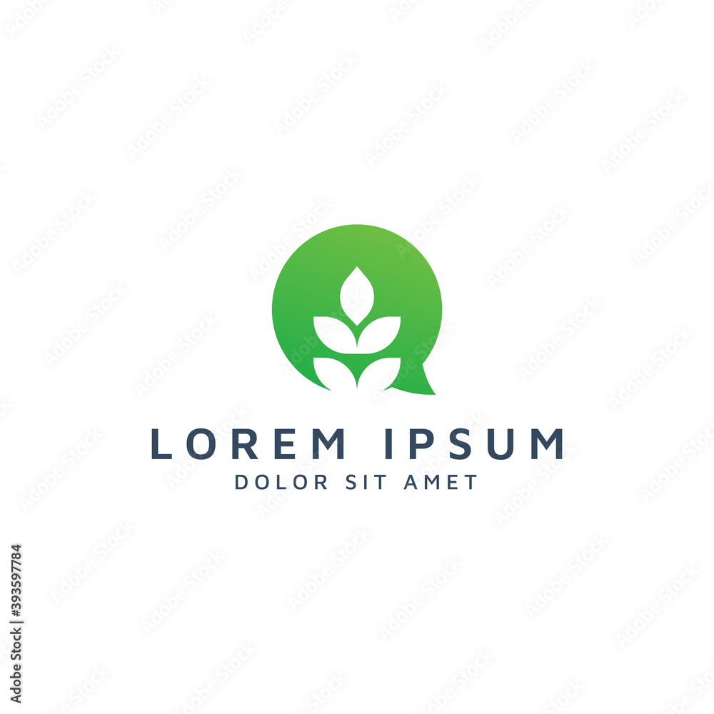chat and leaf negative space logo design chat and leaf negative space logo design