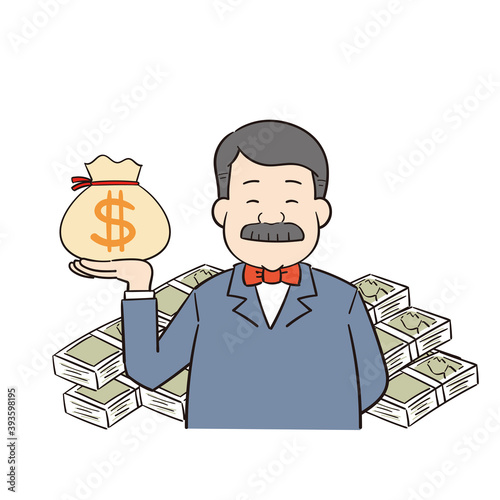 米国ドル通貨を持つお金持ちの男性