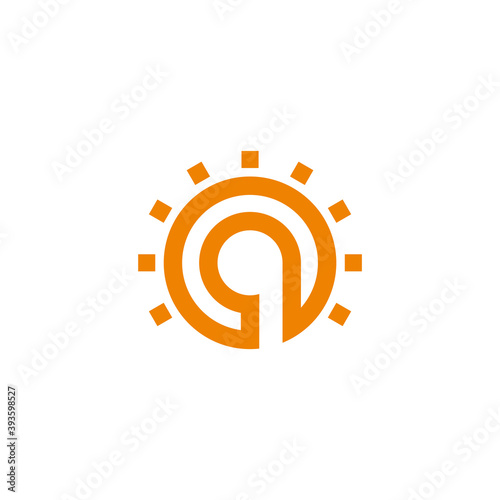 abstract letter q shine light geometric design line logo vector