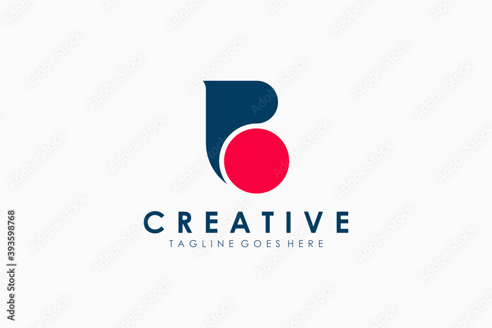 Abstract Initial Letter P and B Linked Logo. Blue Shape with Red Circle ...